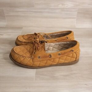 Sebago Coast Two-Eye Quilted Tan Leather Boat Shoes Womens 8.5 Casual Office